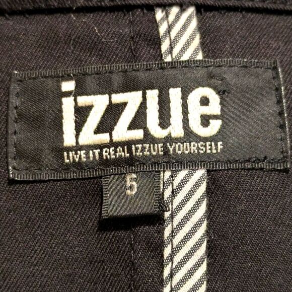 Izzue Size 5 Zipper Detail 100% Cotton Single Button Front Black Blazer - Picture 7 of 7